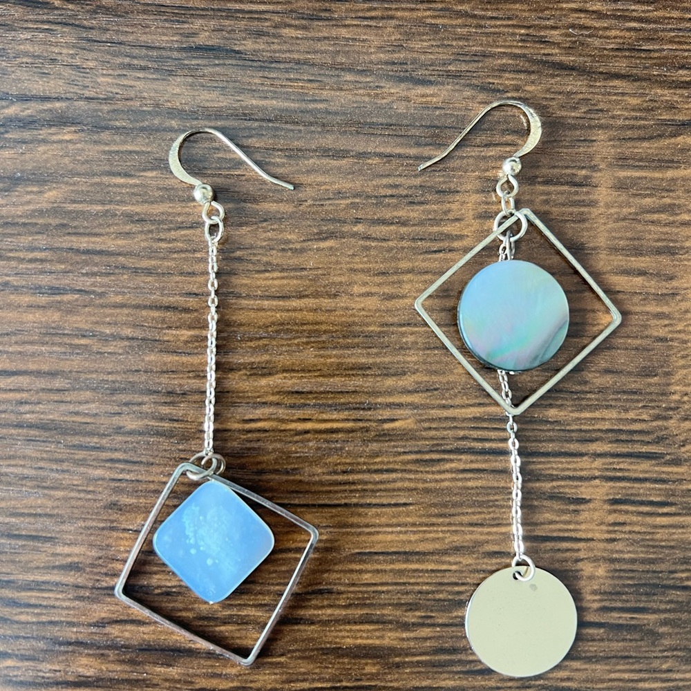 Elegant Golden and Blue Dangle Earrings
